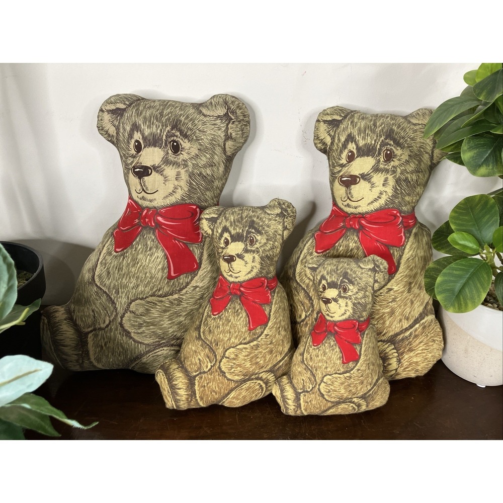 Vintage Arnold Print Works Litho Print Stuffed Cloth Bear Family Pillows